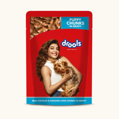 Drools Real Chicken & Chicken Liver Chunks in Gravy Puppy Wet Food - 150 gm | Pet Warehouse